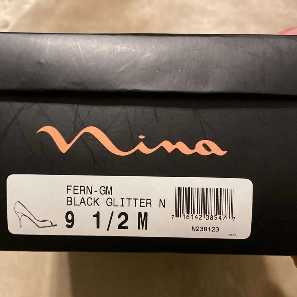 Nina Black Glitter Shoes New With Box - Picture 9 of 9